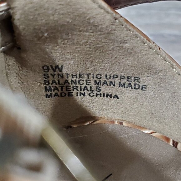 Lane Bryant Women's Brown Faux Reptile Double Strap Heels Shoes Open Toe SZ 9W - Picture 8 of 15